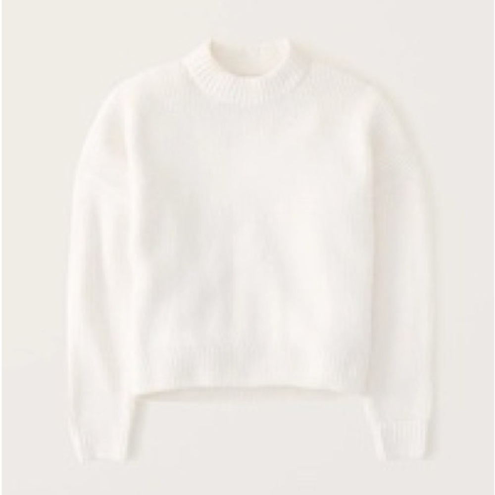 Abercrombie & Fitch White Chenille Crew Neck Sweater